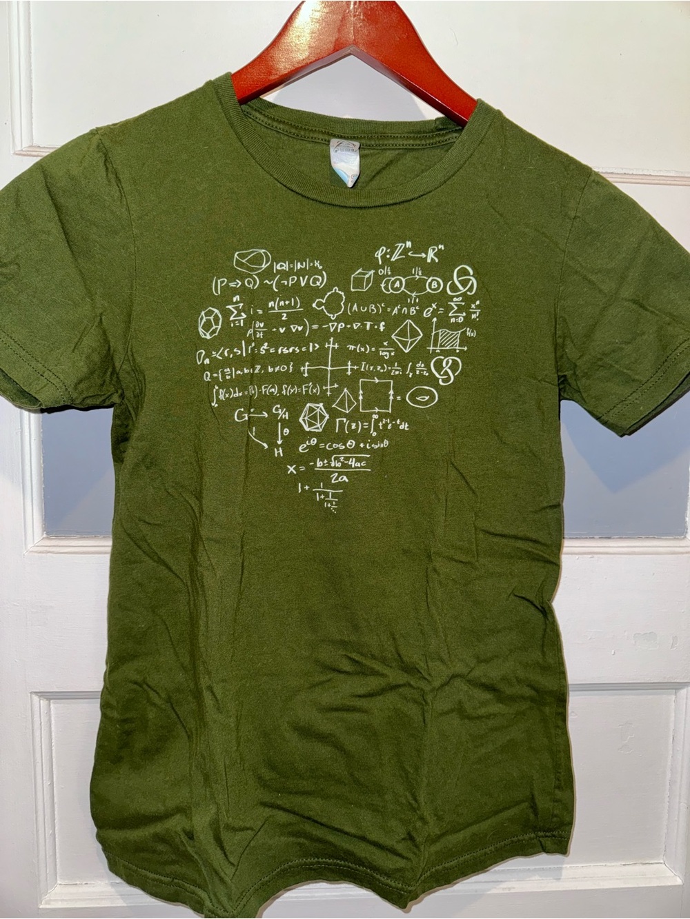Green Short Sleeve Math Heart Graphic Tee